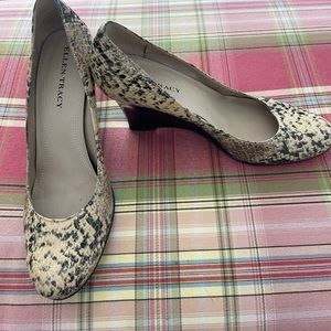 Ellen Tracy “Gloria” python print wedge. Size 8M. Extremely comfortable!